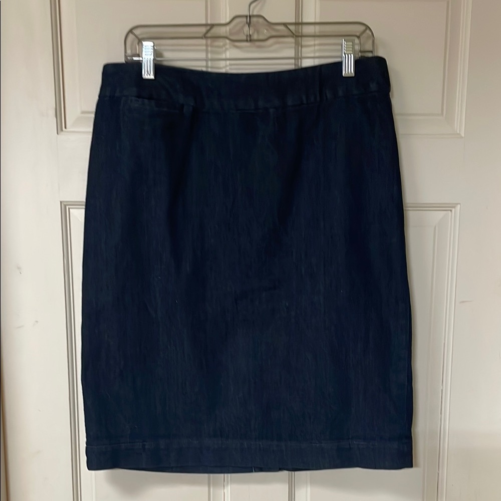Coldwater Creek denim pencil skirt. Size 14. Side slit pocket. Slit in back.